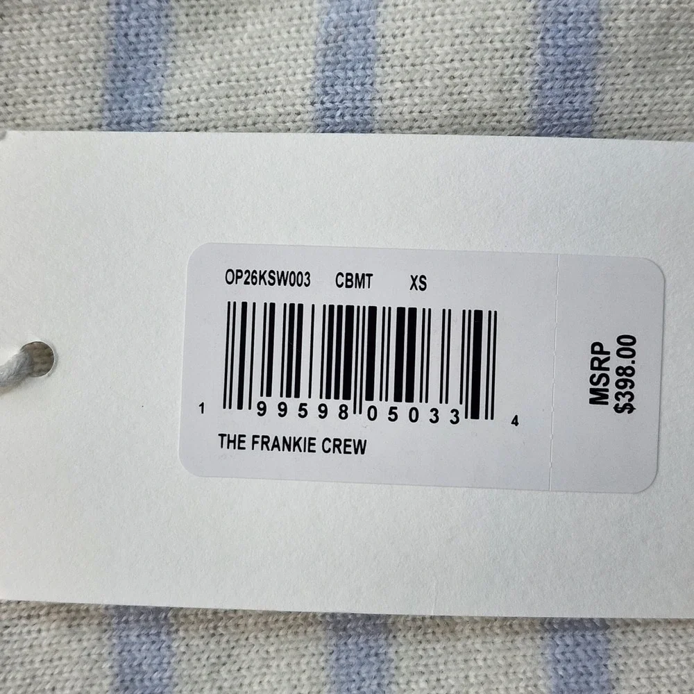 NWT FRAME The Frankie Cashmere Blend Striped Puff Sleeve Coquette Sweater XS